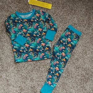 Bnwt Little Frugals Bamboo 12-18mo 2pc Set Gender Neutral Ocean Print